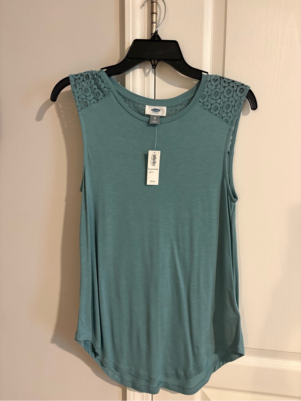 Old Navy Teal Lace Shoulder Tank Top